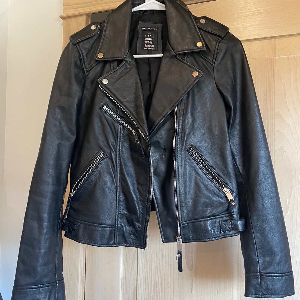 ZARA Leather Moto Jacket, Size S